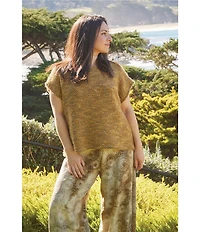 Bryn Walker Bess Virgin Wool Blend Knit Round Neck Cap Sleeve Sweater