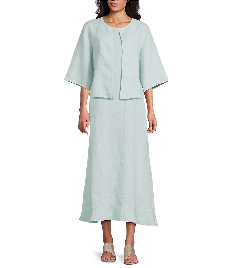 Bryn Walker Calla Linen Round Neck Elbow Sleeve Jacket