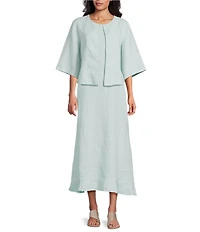 Bryn Walker Calla Linen Round Neck Elbow Sleeve Jacket