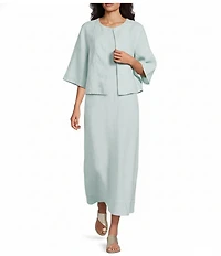 Bryn Walker Calla Linen Round Neck Elbow Sleeve Jacket