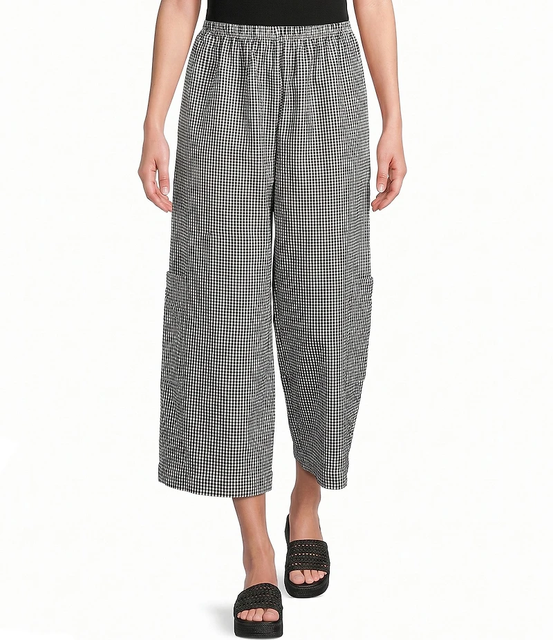 Bryn Walker Casbah Check Seersucker Elastic Waist Full Crop Pants
