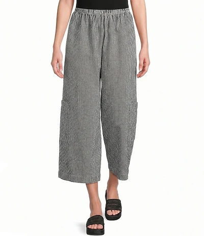 Bryn Walker Casbah Check Seersucker Elastic Waist Full Crop Pants