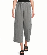 Bryn Walker Casbah Check Seersucker Elastic Waist Full Crop Pants