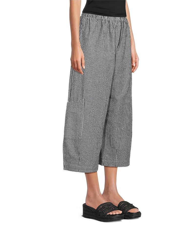 Bryn Walker Casbah Check Seersucker Elastic Waist Full Crop Pants