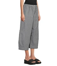 Bryn Walker Casbah Check Seersucker Elastic Waist Full Crop Pants