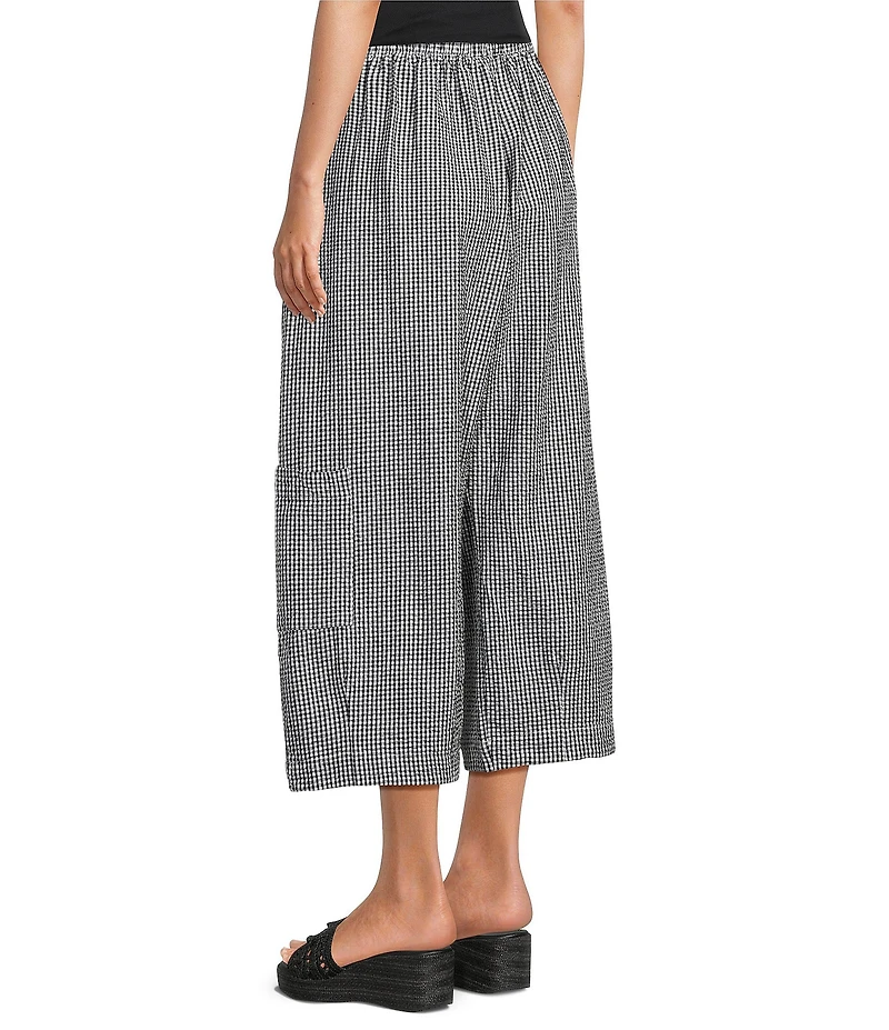 Bryn Walker Casbah Check Seersucker Elastic Waist Full Crop Pants