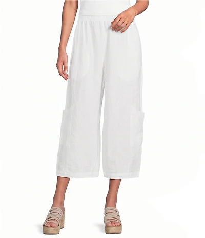 Bryn Walker Casbah Light Linen Elastic Waist Wide Leg Crop Pants