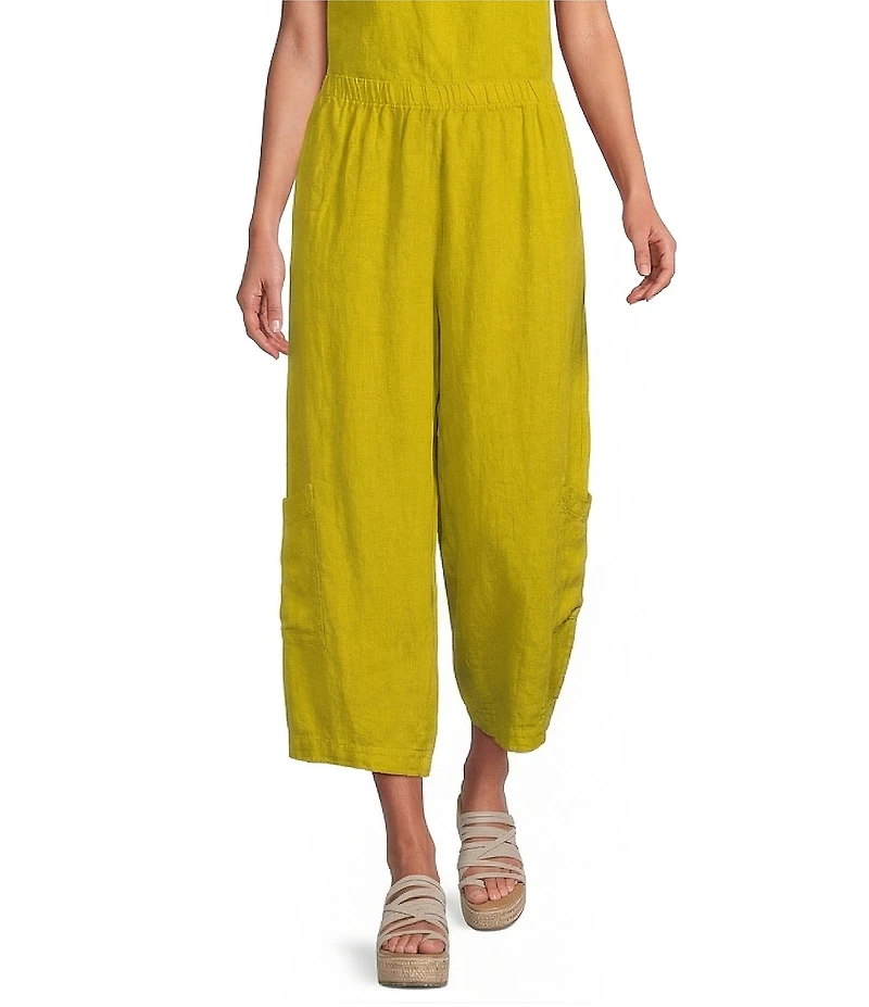 Bryn Walker Casbah Light Linen Elastic Waist Wide Leg Crop Pants