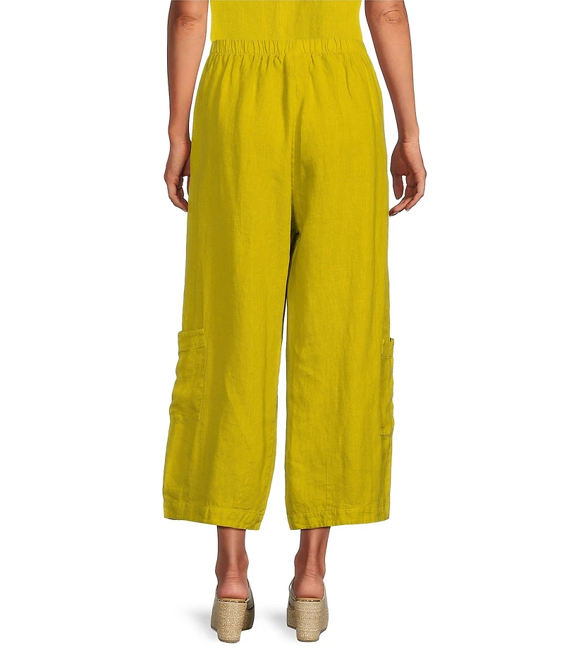 Bryn Walker Casbah Light Linen Elastic Waist Wide Leg Crop Pants