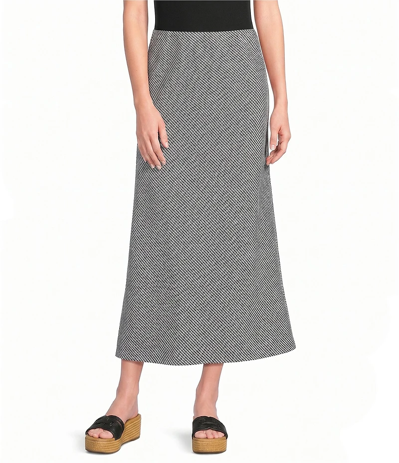 Bryn Walker Check Seersucker Long A-Line Bias Skirt