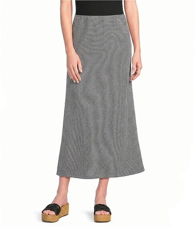 Bryn Walker Check Seersucker Long A-Line Bias Skirt