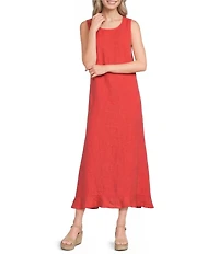 Bryn Walker Chloe Light Linen Round Neck Sleeveless Ruffle Hem Maxi Dress