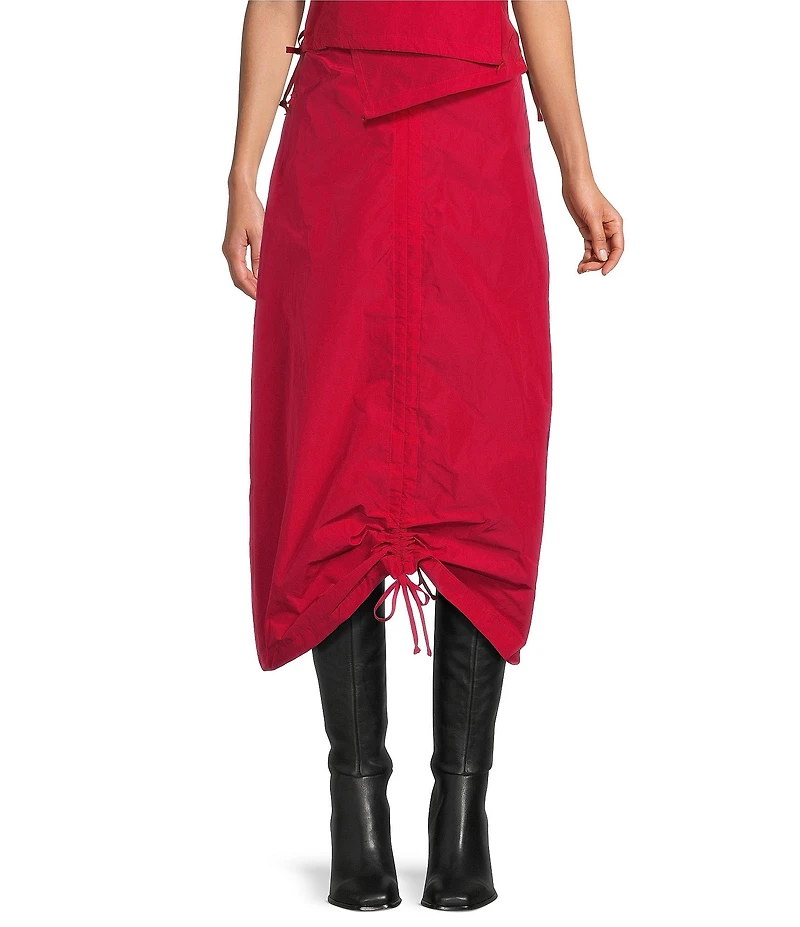 Bryn Walker Cleo Memory Crunch Adjustable Tie Ruched Midi Skirt