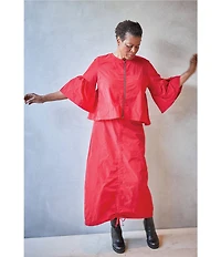 Bryn Walker Cleo Memory Crunch Adjustable Tie Ruched Midi Skirt