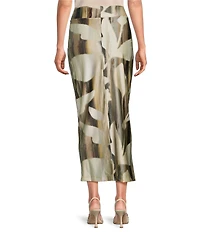 Bryn Walker Coordinating Arroyo Printed Stretch Knit Elastic Waist Slim Midi Skirt