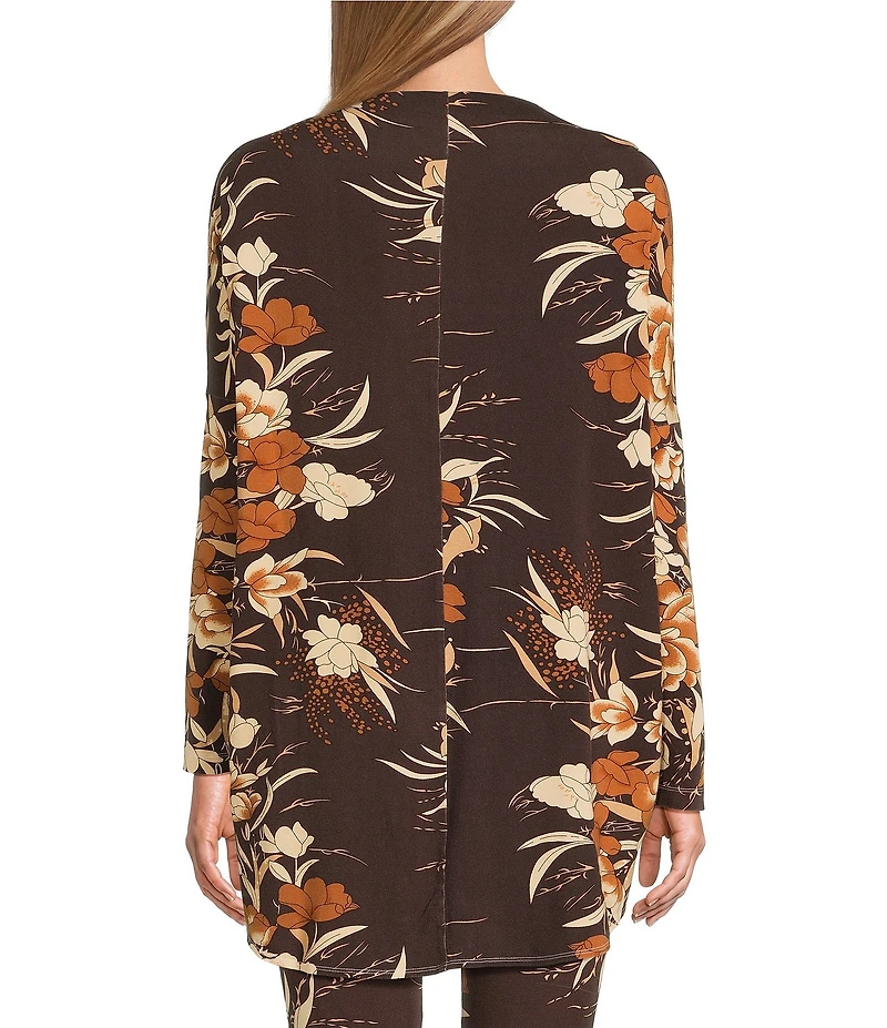 Bryn Walker Coordinating Fiori Print Viscose Jersey Boat Neck Long Dolman Sleeve Dimirti Tunic
