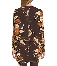 Bryn Walker Coordinating Fiori Print Viscose Jersey Boat Neck Long Dolman Sleeve Dimirti Tunic