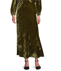 Bryn Walker Coordinating Maltinto Velvet A-Line Bias Pull-On Maxi Skirt