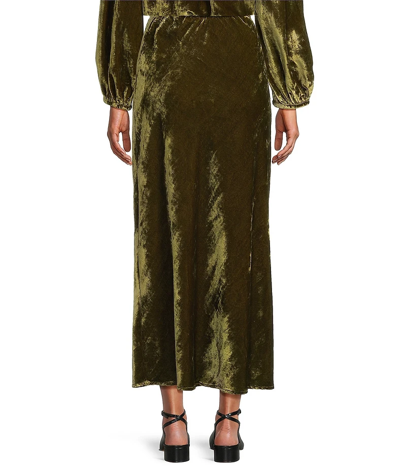 Bryn Walker Coordinating Maltinto Velvet A-Line Bias Pull-On Maxi Skirt