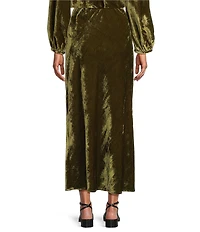Bryn Walker Coordinating Maltinto Velvet A-Line Bias Pull-On Maxi Skirt
