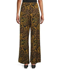 Bryn Walker Coordinating Osca Feather Print Elastic Waist Wide-Leg Pull-On Pants