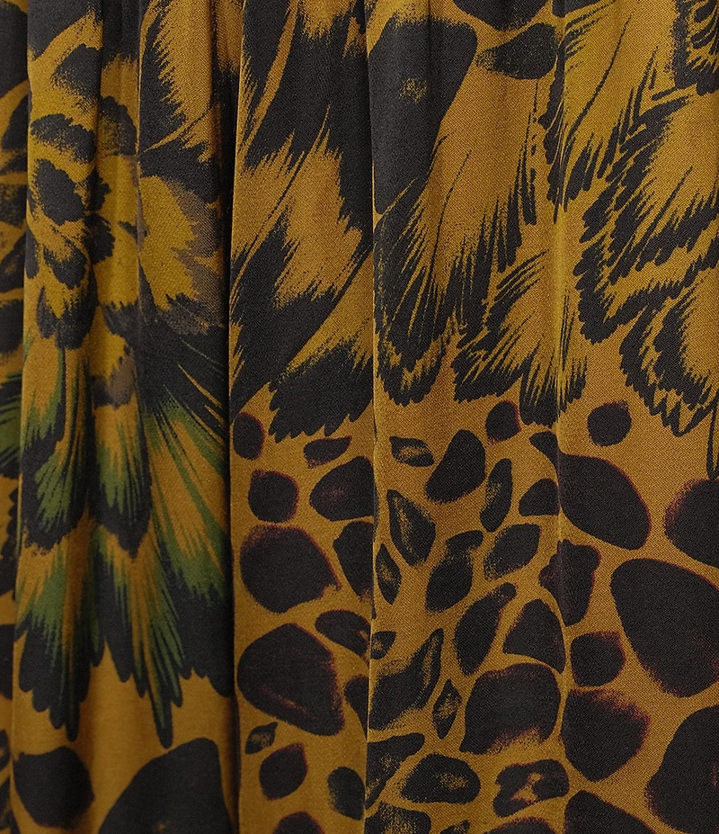 Bryn Walker Coordinating Osca Feather Print Elastic Waist Wide-Leg Pull-On Pants