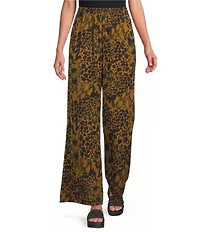 Bryn Walker Coordinating Osca Feather Print Elastic Waist Wide Leg Pull-On Pants