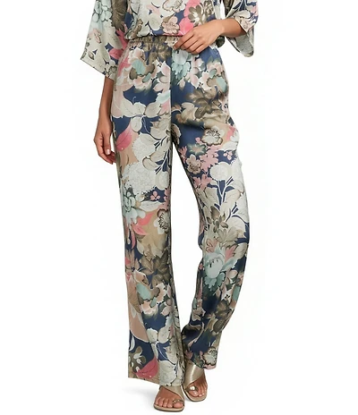 Bryn Walker Coordinating Osca Fiori Giardino Flat Front Elastic Waist Wide Leg Pants