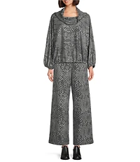 Bryn Walker Coordinating Serpent Recycled Knit Elastic Waist Wide Leg Palazzo Pants