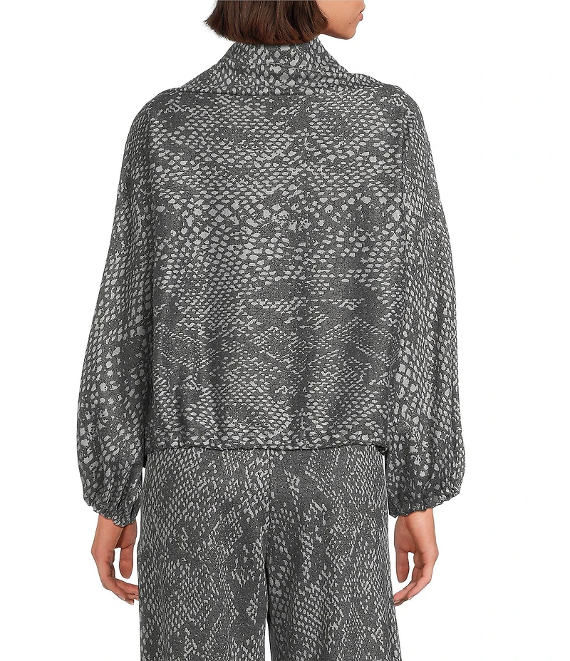 Bryn Walker Coordinating Serpente Print Recycled Knit Cowl Neck Long Sleeve Elastic Trim Giovanna Shirt