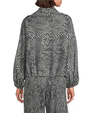 Bryn Walker Coordinating Serpente Print Recycled Knit Cowl Neck Long Sleeve Elastic Trim Giovanna Shirt