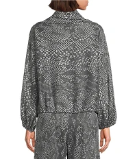 Bryn Walker Coordinating Serpent Print Recycled Knit Cowl Neck Long Sleeve Elastic Trim Giovanna Shirt