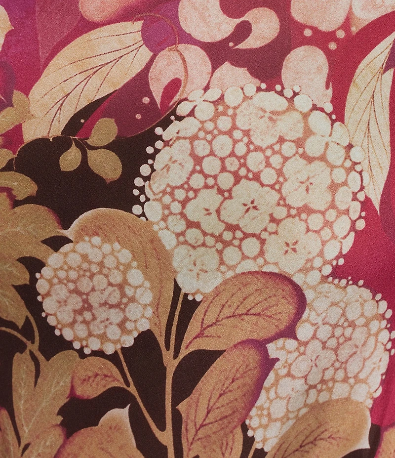 Bryn Walker Coordinating Silk Rosa Print Elastic Waist A-Line Long Bias Maxi Skirt