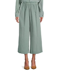 Bryn Walker Cotton Corduroy Elastic Waist Wide Leg Flood Pants