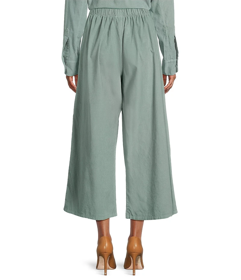 Bryn Walker Cotton Corduroy Elastic Waist Wide Leg Flood Pants
