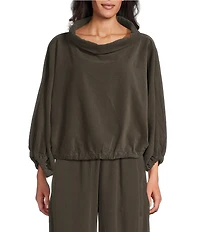 Bryn Walker Cotton Corduroy Cowl Neck Long Sleeve Elastic Trim Giovanna Shirt