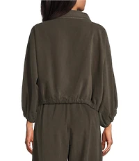 Bryn Walker Cotton Corduroy Cowl Neck Long Sleeve Elastic Trim Giovanna Shirt