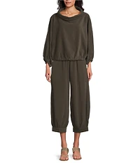 Bryn Walker Cotton Corduroy Cowl Neck Long Sleeve Elastic Trim Giovanna Shirt