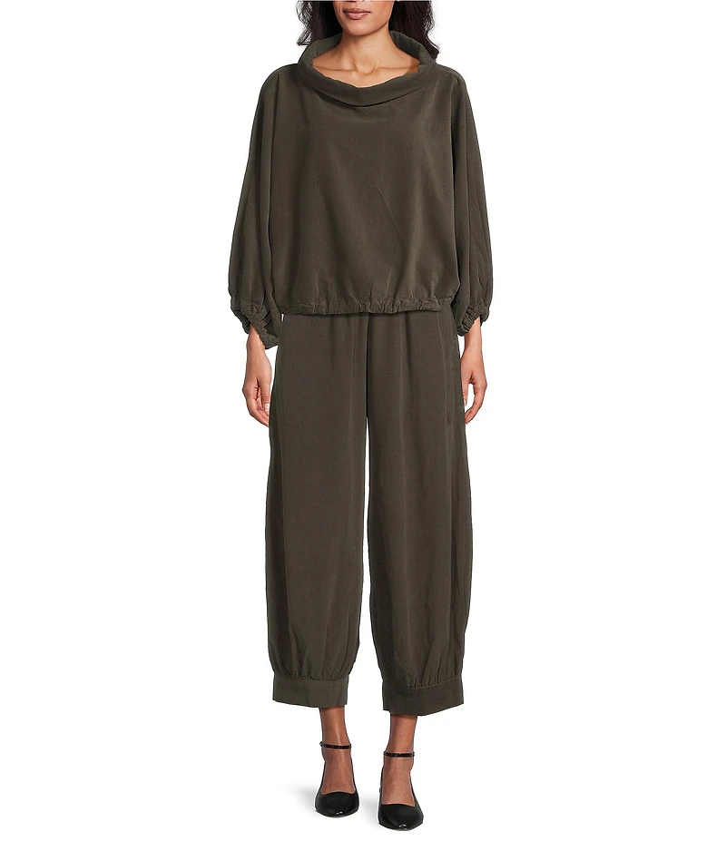 Bryn Walker Cotton Corduroy Cowl Neck Long Sleeve Elastic Trim Giovanna Shirt