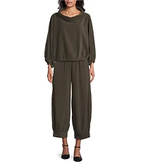 Bryn Walker Cotton Corduroy Cowl Neck Long Sleeve Elastic Trim Giovanna Shirt
