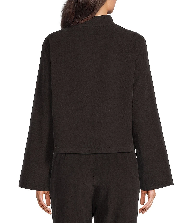 Bryn Walker Cotton Corduroy Mandarin Collar Long Sleeve Button-Front Crop Jacket