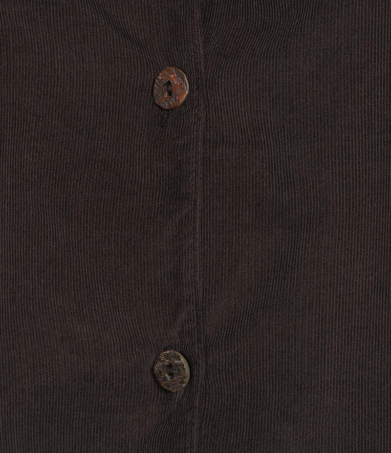 Bryn Walker Cotton Corduroy Mandarin Collar Long Sleeve Button-Front Crop Jacket