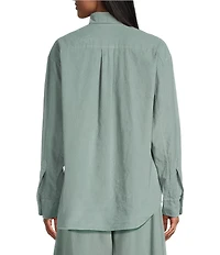Bryn Walker Cotton Corduroy Point Collar Long Sleeve Button Front Boyfriend Shirt