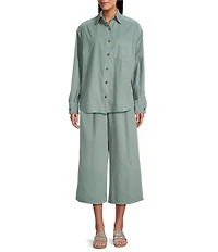 Bryn Walker Cotton Corduroy Point Collar Long Sleeve Button Front Boyfriend Shirt