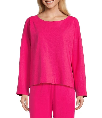 Bryn Walker Cotton Jersey Boat Neck Long Sleeve Spa Shirt