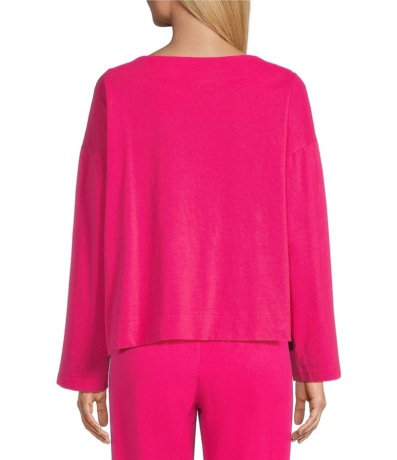 Bryn Walker Cotton Jersey Boat Neck Long Sleeve Spa Shirt