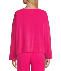 Bryn Walker Cotton Jersey Boat Neck Long Sleeve Spa Shirt