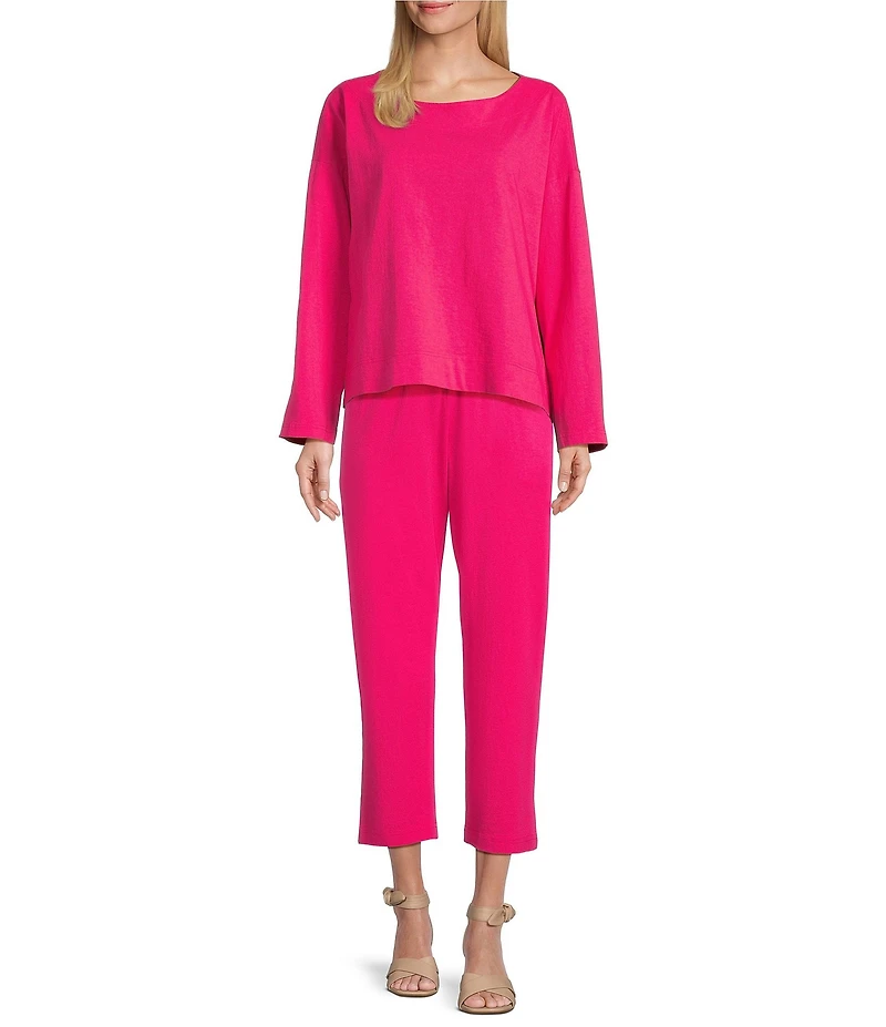 Bryn Walker Cotton Jersey Boat Neck Long Sleeve Spa Shirt