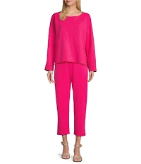 Bryn Walker Cotton Jersey Boat Neck Long Sleeve Spa Shirt