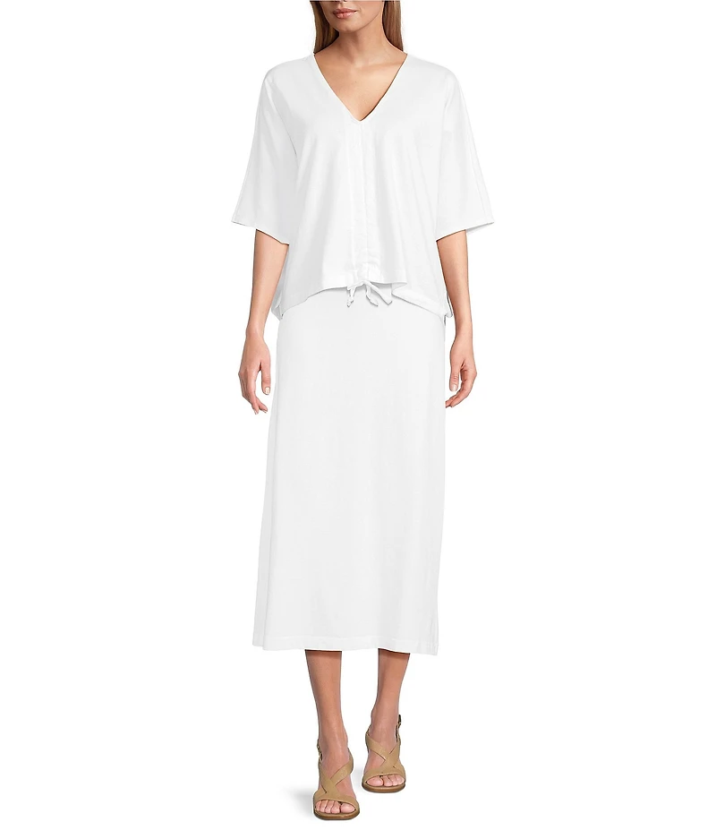 Bryn Walker Cotton Jersey Drawstring Elastic Waist A-Line Skirt